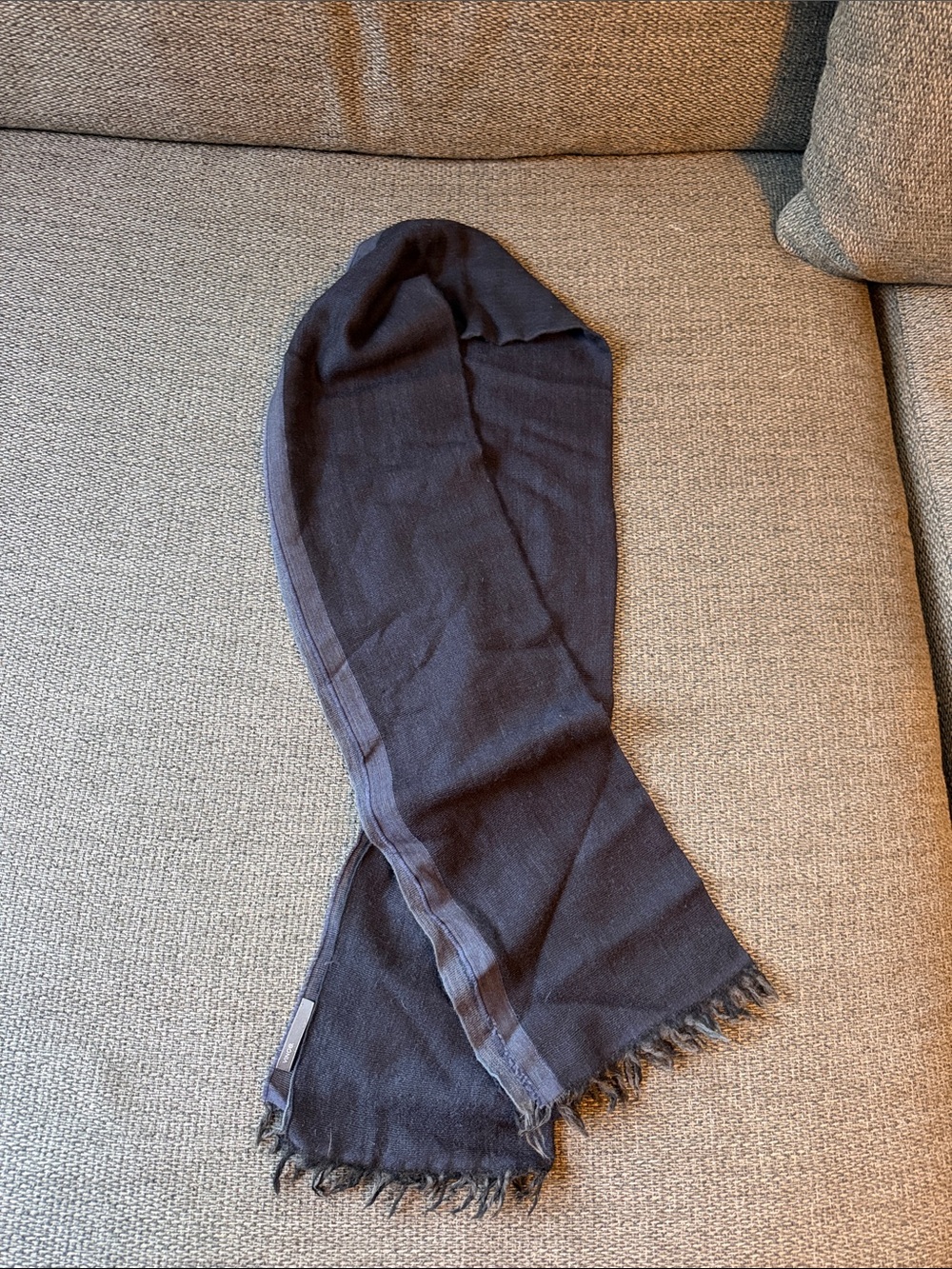 Vince Navy Fringe Scarf